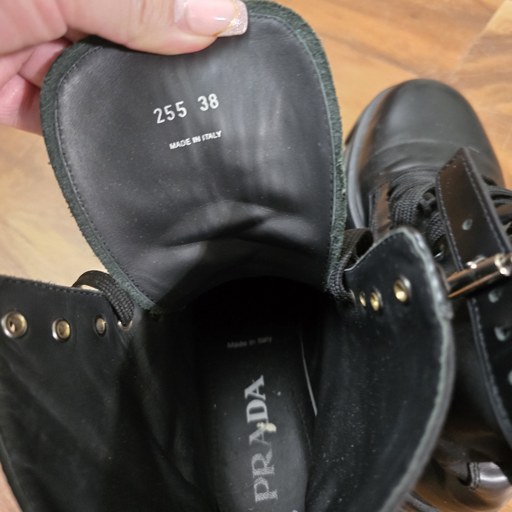 Prada Black Leather Combat Boots - Picture 4 of 7